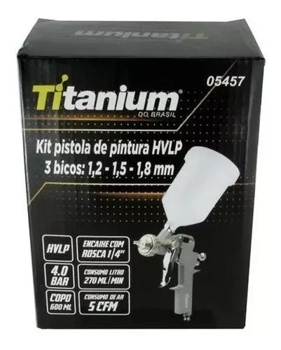 Kit Pistola Pintura Gravidade Hvlp Alta Pro Regul Titanium